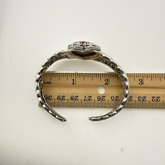 Carolyn Pollack Bracelet Pink Heart Rhodonite Cuff Sterling Silver Hinged 38g - Picture 15 of 15
